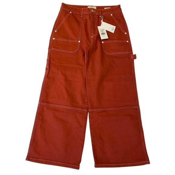 NWT RAILS Terracotta Silverado Carpenter Crop Denim Wide Leg Jeans Women's  28 - Picture 3 of 13